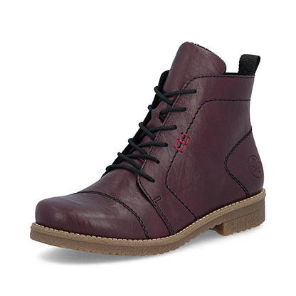 Rieker 73500-30 Wine Lace & Zip Boots
