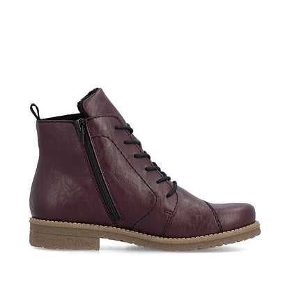 Rieker 73500-30 Wine Lace & Zip Boots