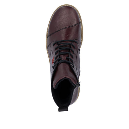 Rieker 73500-30 Wine Lace & Zip Boots