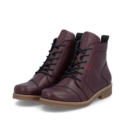 Rieker 73500-30 Wine Lace & Zip Boots