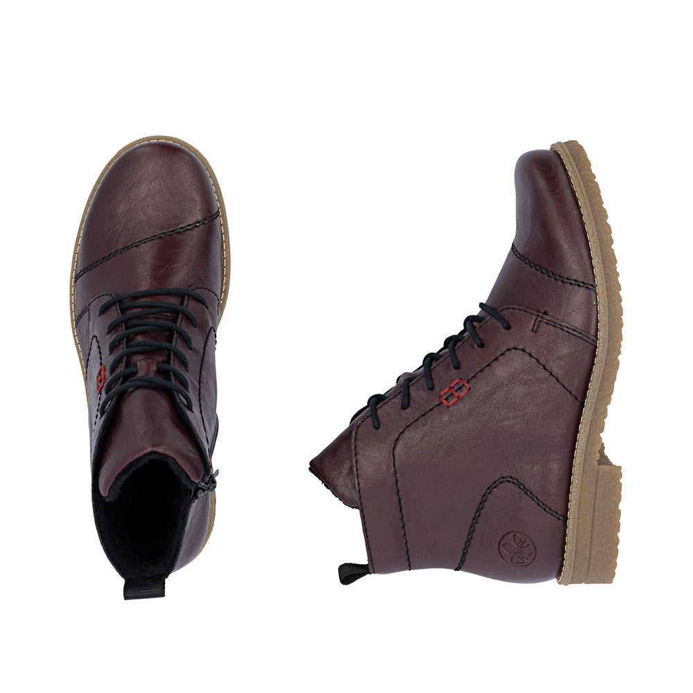 Rieker 73500-30 Wine Lace & Zip Boots