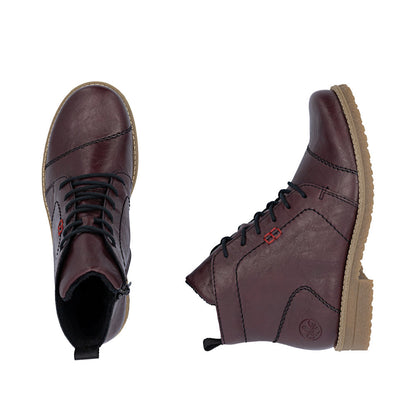 Rieker 73500-30 Wine Lace & Zip Boots