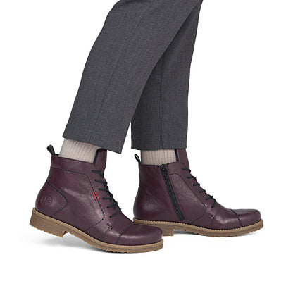 Rieker 73500-30 Wine Lace & Zip Boots