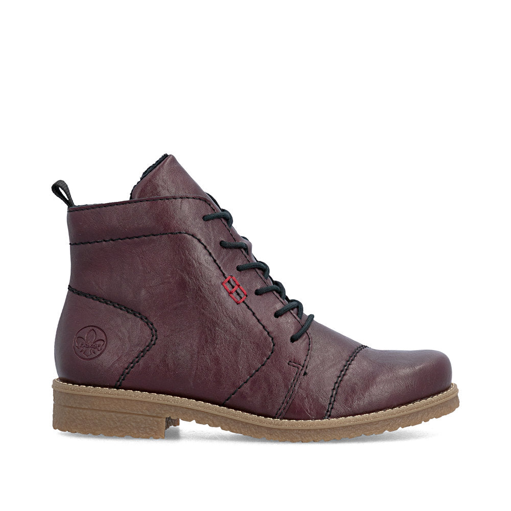 Rieker 73500-30 Wine Lace & Zip Boots