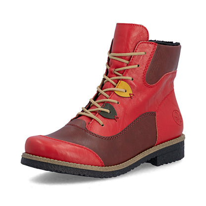 Rieker 73510-33 Flamme Red & Wine Combi Boots