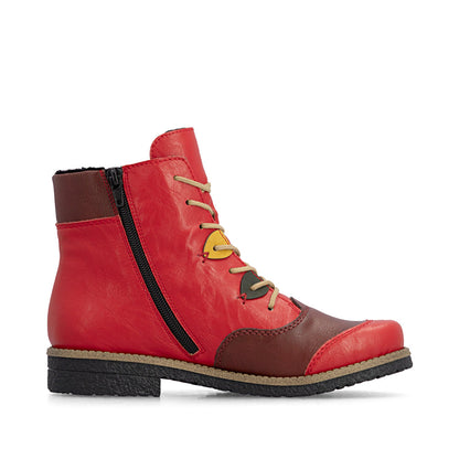 Rieker 73510-33 Flamme Red & Wine Combi Boots