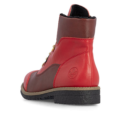 Rieker 73510-33 Flamme Red & Wine Combi Boots