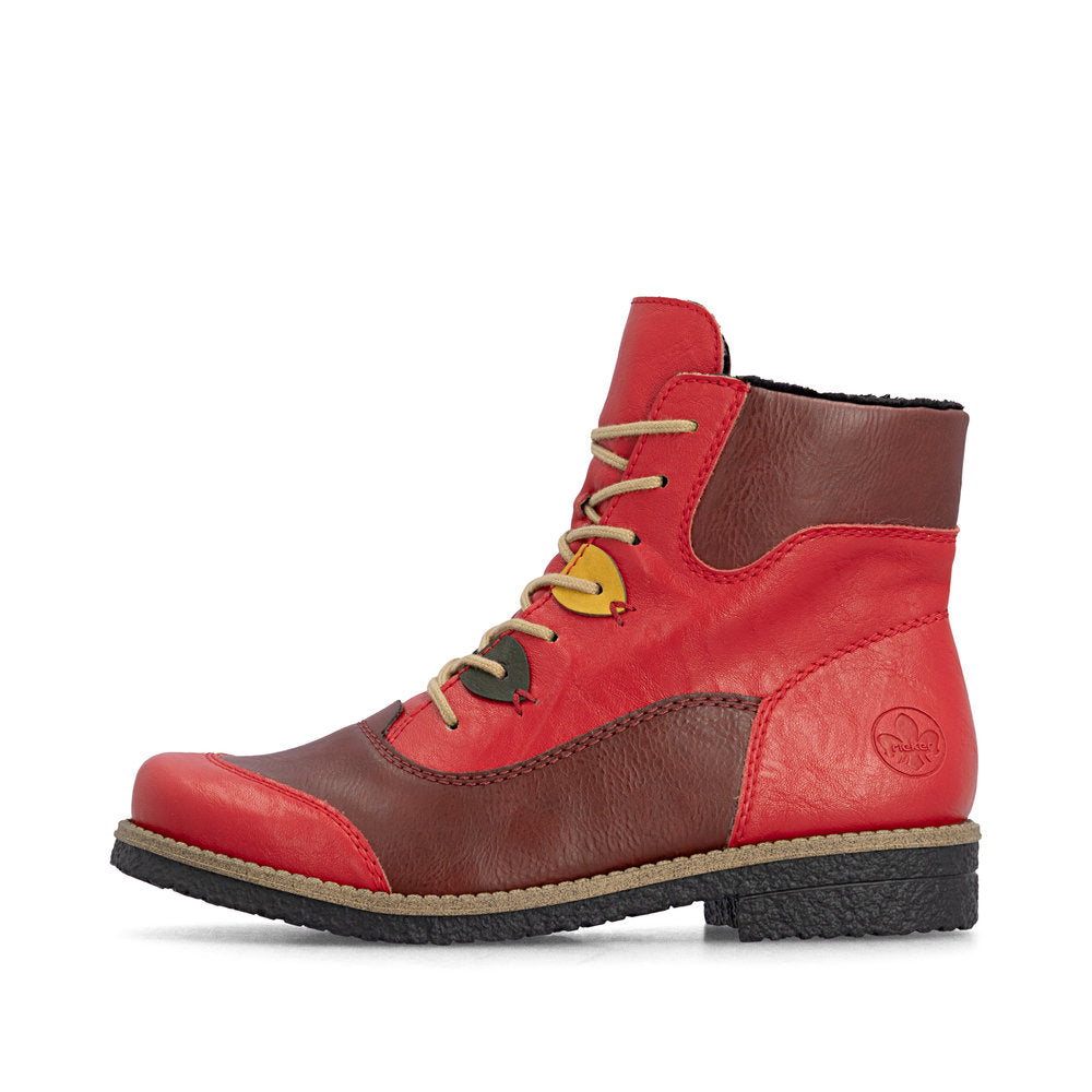 Rieker 73510-33 Flamme Red & Wine Combi Boots