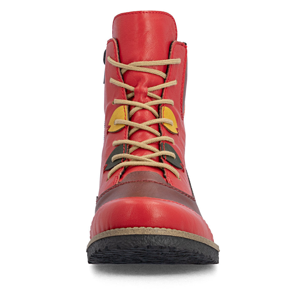 Rieker 73510-33 Flamme Red & Wine Combi Boots