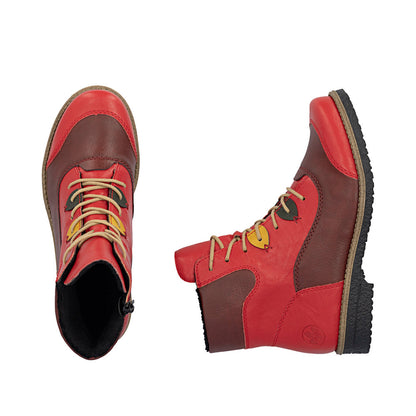 Rieker 73510-33 Flamme Red & Wine Combi Boots