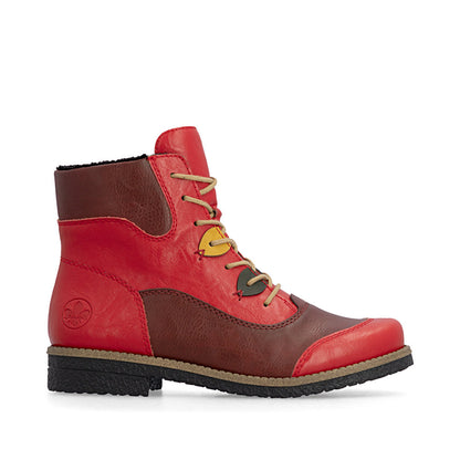 Rieker 73510-33 Flamme Red & Wine Combi Boots