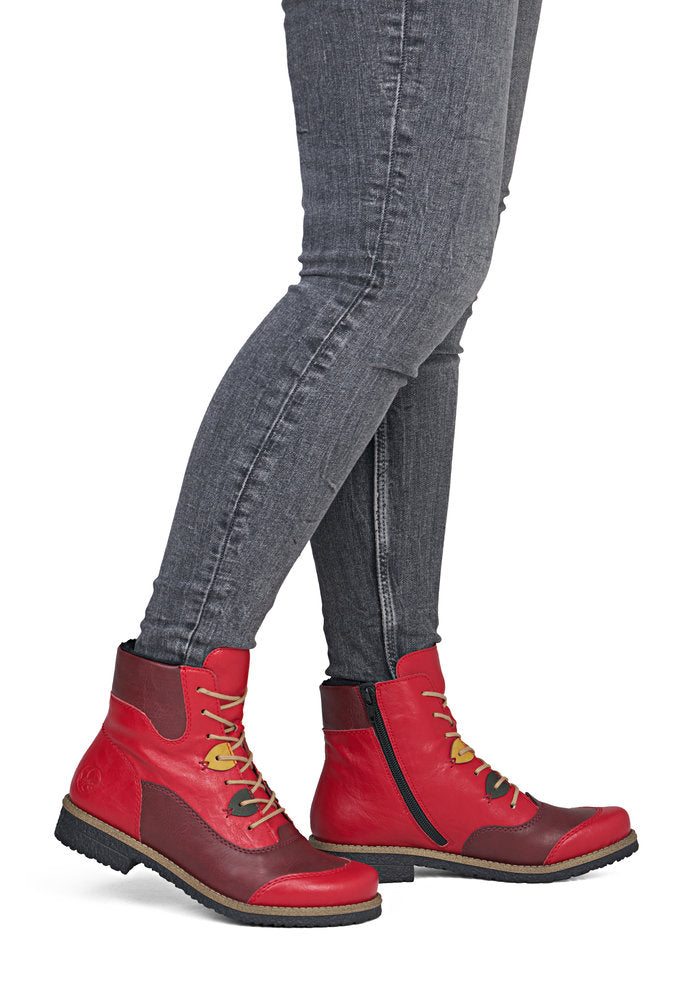 Rieker 73510-33 Flamme Red & Wine Combi Boots