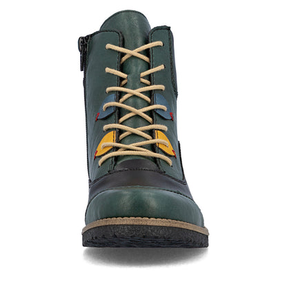 Rieker 73510-90 Bottle Green/Black Combi Lace Ankle Boots