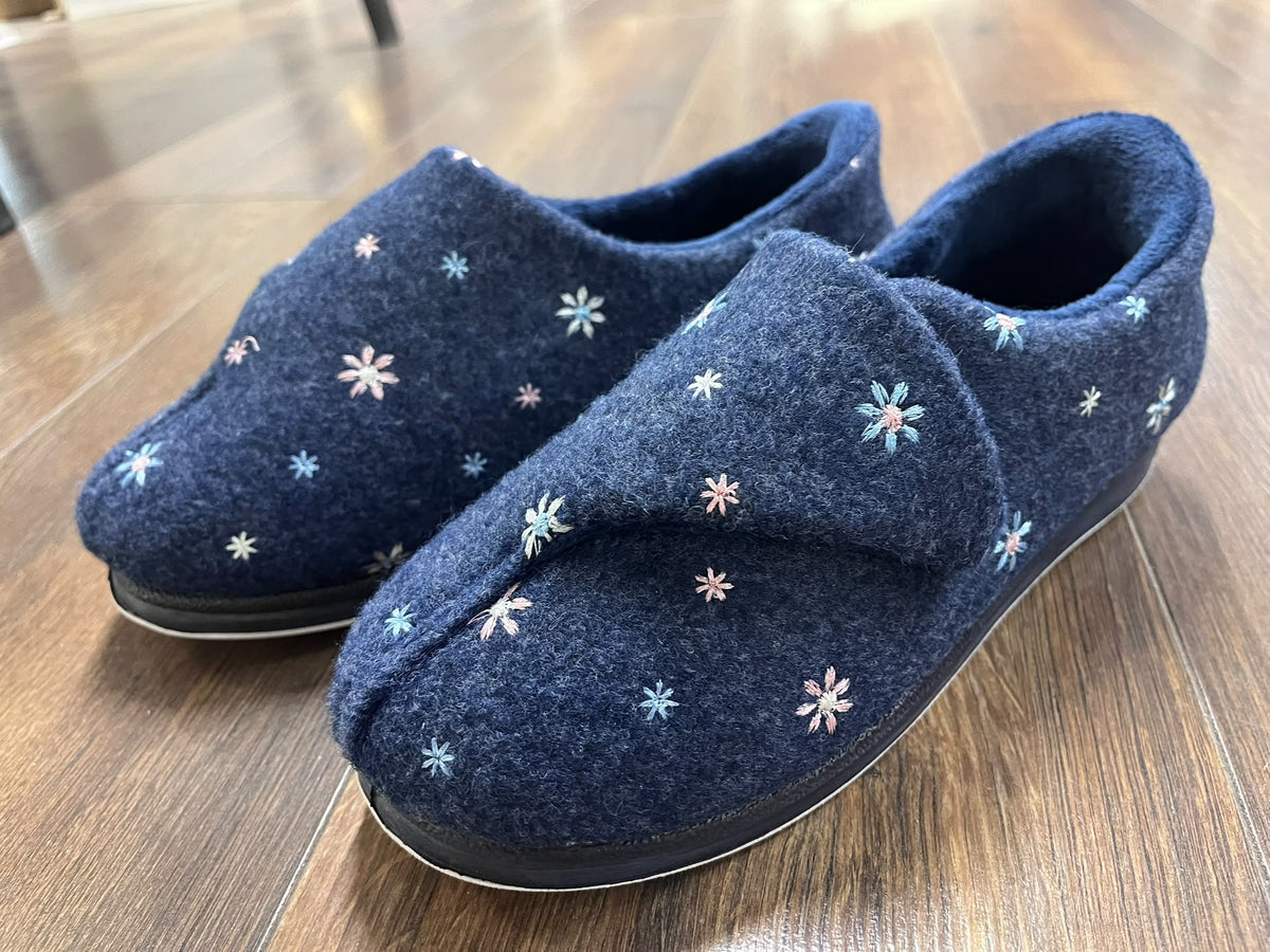 Padders 304/67 Step In - Hug Navy Floral Slippers