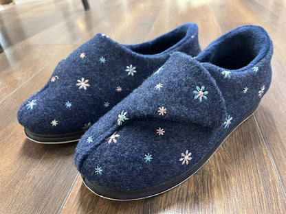 Padders 304/67 Step In - Hug Navy Floral Slippers