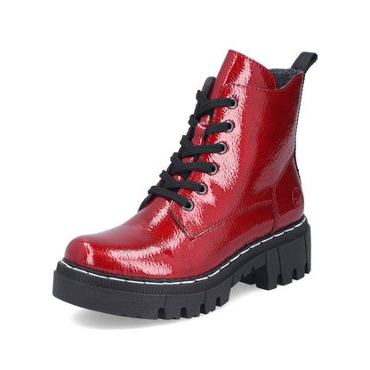 Rieker 74020-33 Fire Red Patent Ankle Boots