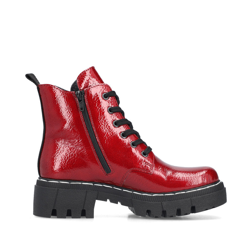Rieker 74020-33 Fire Red Patent Ankle Boots