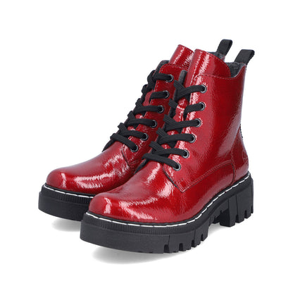 Rieker 74020-33 Fire Red Patent Ankle Boots