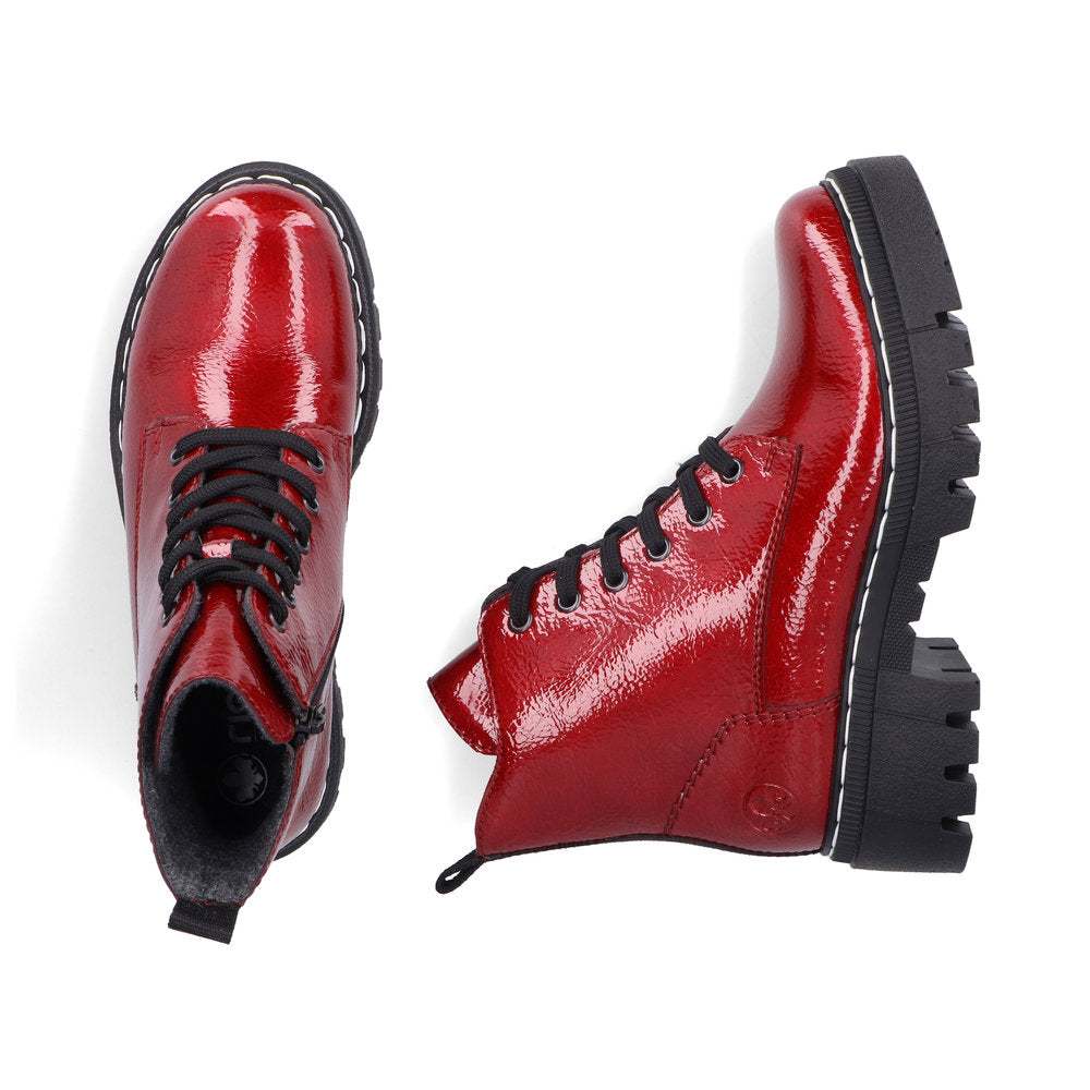 Rieker 74020-33 Fire Red Patent Ankle Boots