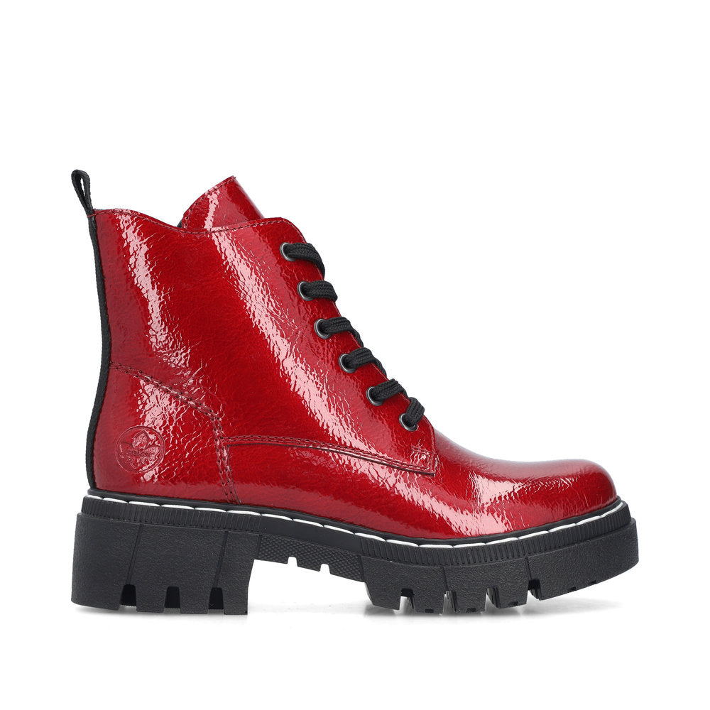 Rieker 74020-33 Fire Red Patent Ankle Boots