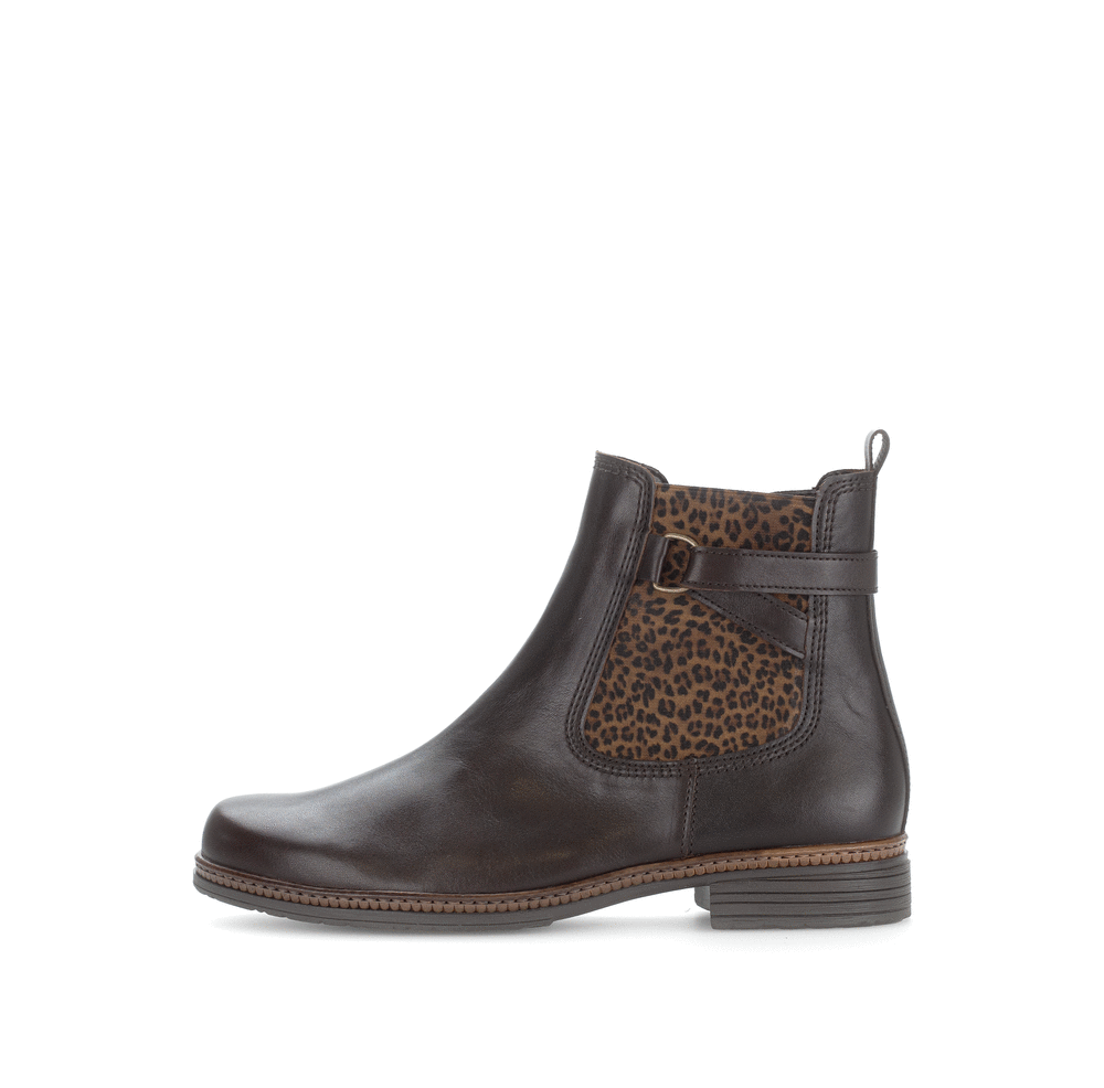 Gabor 74.670.28 Moro Brown & Leopard Print Chelsea Boots