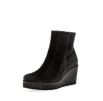 Gabor 74.780.17 Black Wedge Platform Ankle Boots