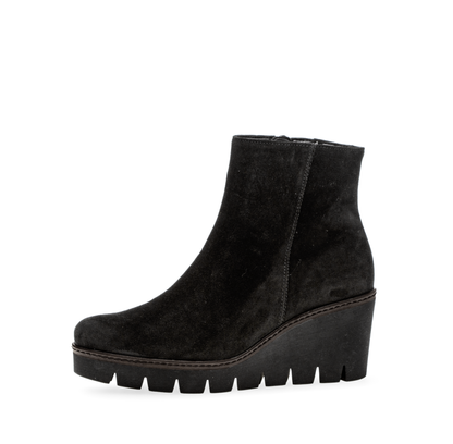 Gabor 74.780.17 Black Wedge Platform Ankle Boots