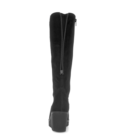Gabor 74.789.17 Black Suede Wedge Knee High Boots M Width Shaft