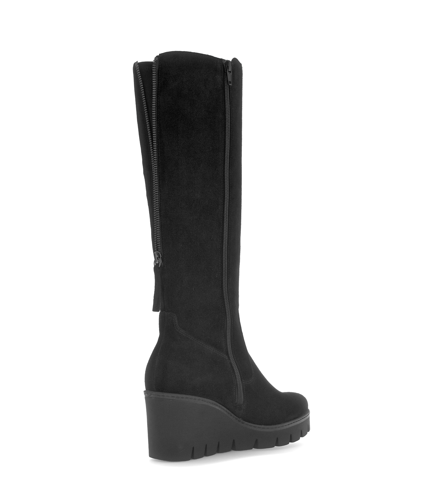Gabor 74.789.17 Black Suede Wedge Knee High Boots M Width Shaft