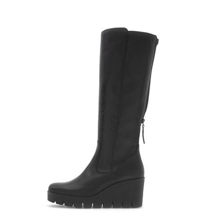 Gabor 74.789.27 Black Wedge Knee High Boots M Width Shaft