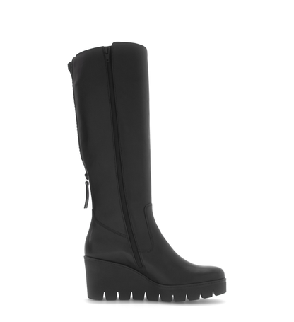 Gabor 74.789.27 Black Wedge Knee High Boots M Width Shaft