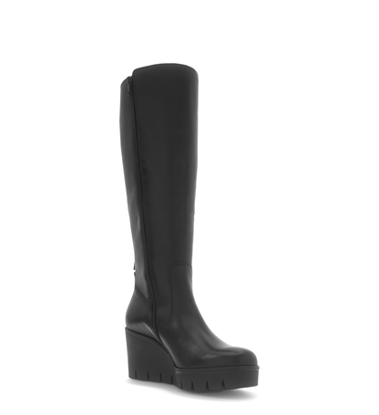 Gabor 74.789.27 Black Wedge Knee High Boots M Width Shaft