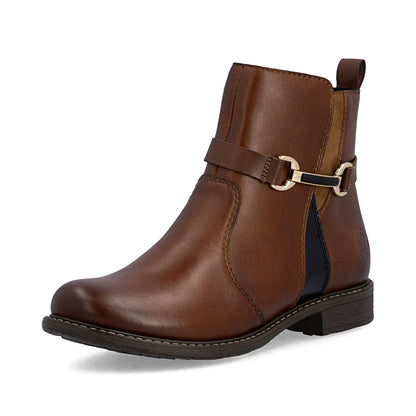 Rieker 74856-22 Cognac Tan & Navy H Fit Boots