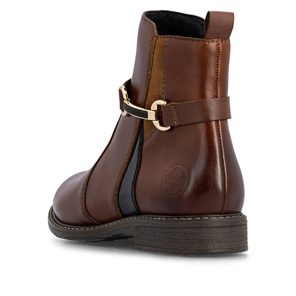 Rieker 74856-22 Cognac Tan & Navy H Fit Boots
