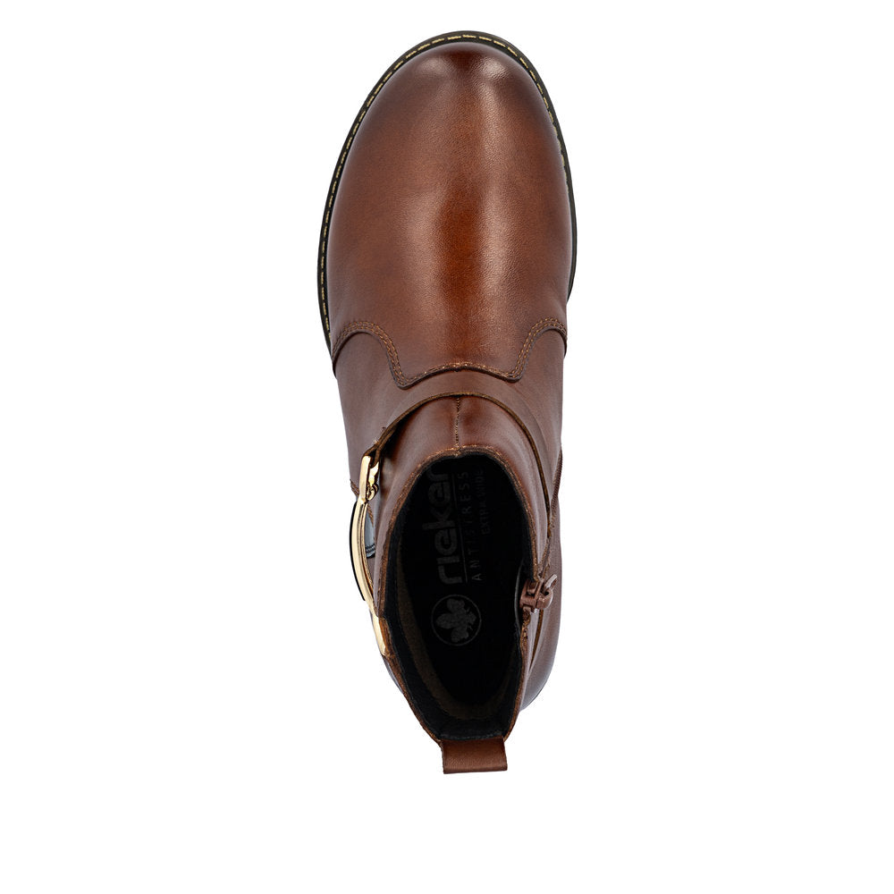 Rieker 74856-22 Cognac Tan & Navy H Fit Boots