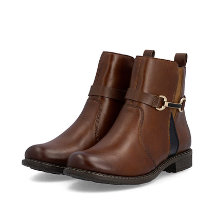 Rieker 74856-22 Cognac Tan & Navy H Fit Boots