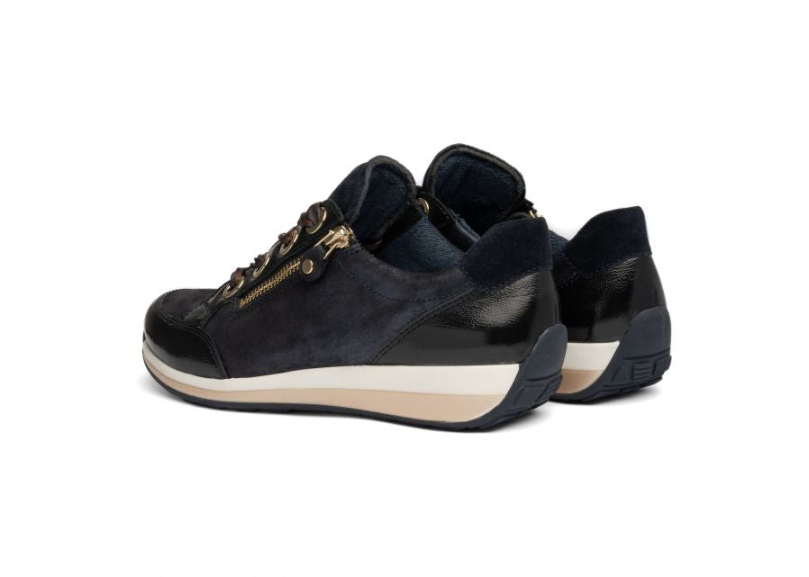 Ara 12-64587 16 Osaka Highsoft Navy Suede with Foil H Fit Trainers