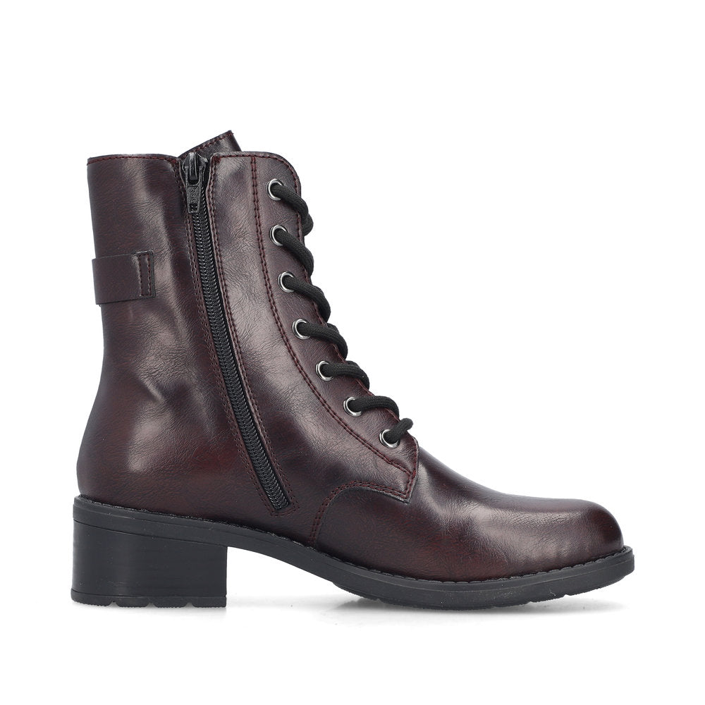 Rieker 75431-35 Burgundy Combi Ankle Boots