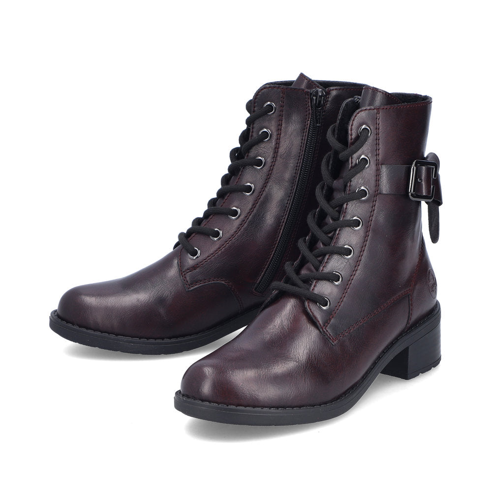 Rieker 75431-35 Burgundy Combi Ankle Boots