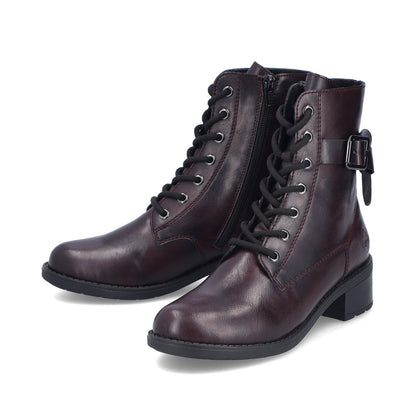 Rieker 75431-35 Burgundy Combi Ankle Boots