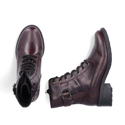 Rieker 75431-35 Burgundy Combi Ankle Boots