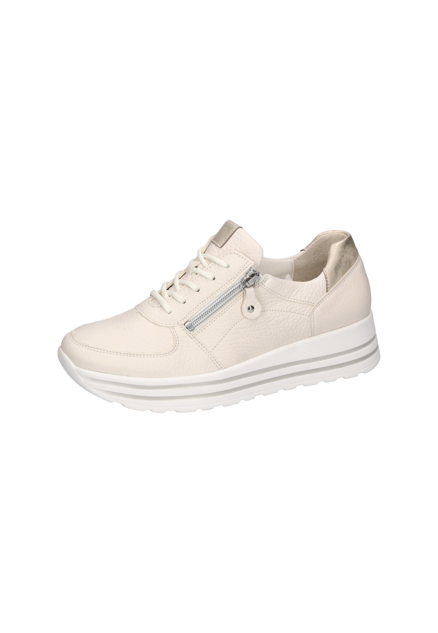 Waldlaufer 758009 207 698 H Lana H Fit Pearl & Light Gold Trainers with Zip
