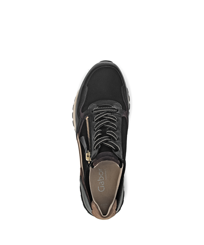 Gabor Comfort 76.378.67 Black & Gold Combi H Fit Sneakers