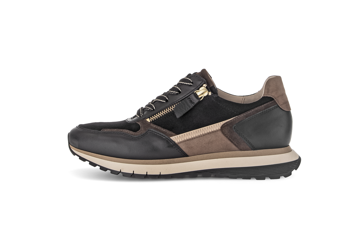 Gabor Comfort 76.378.67 Black & Gold Combi H Fit Sneakers
