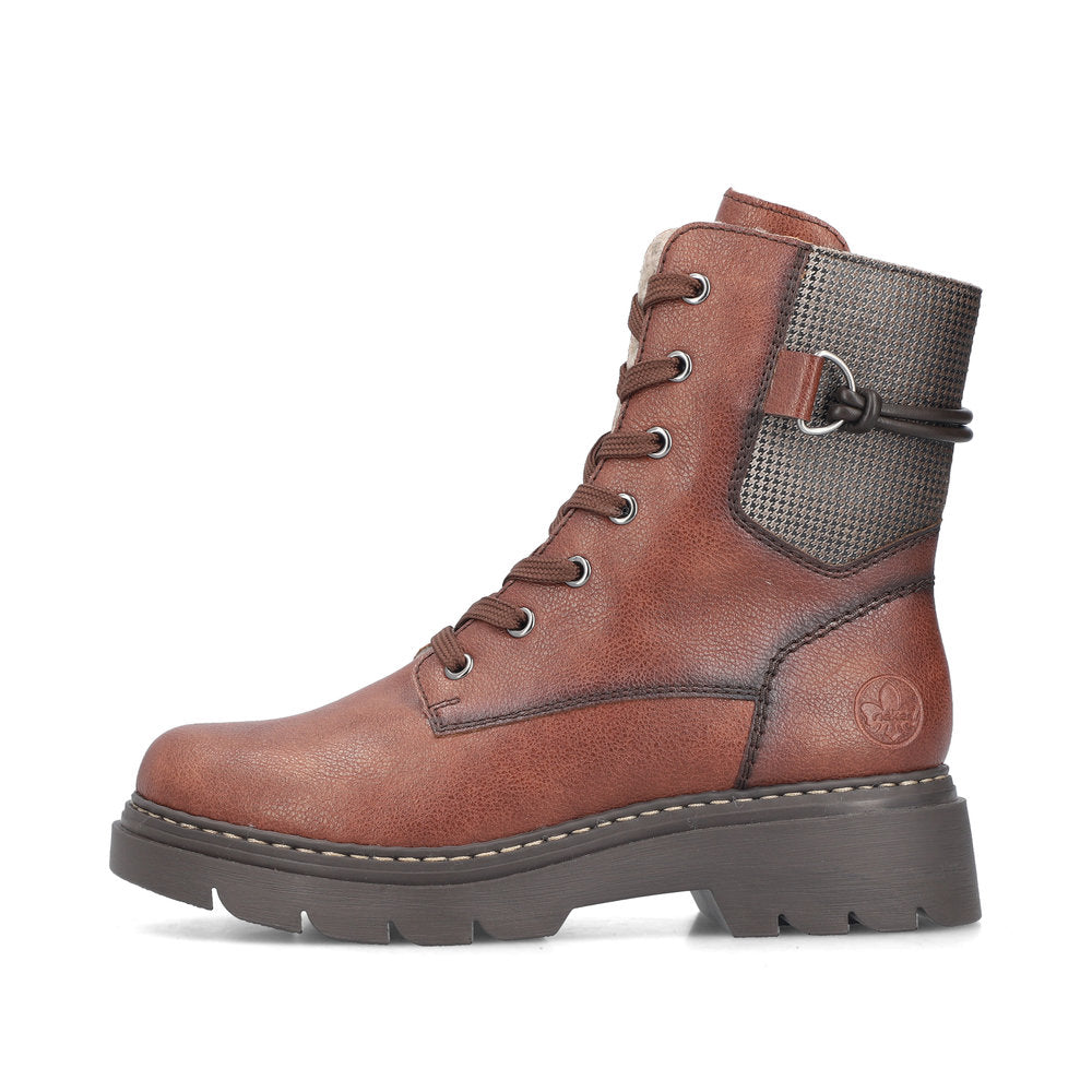 Rieker 76724-25 Brown, Stone & Black Combi Boots