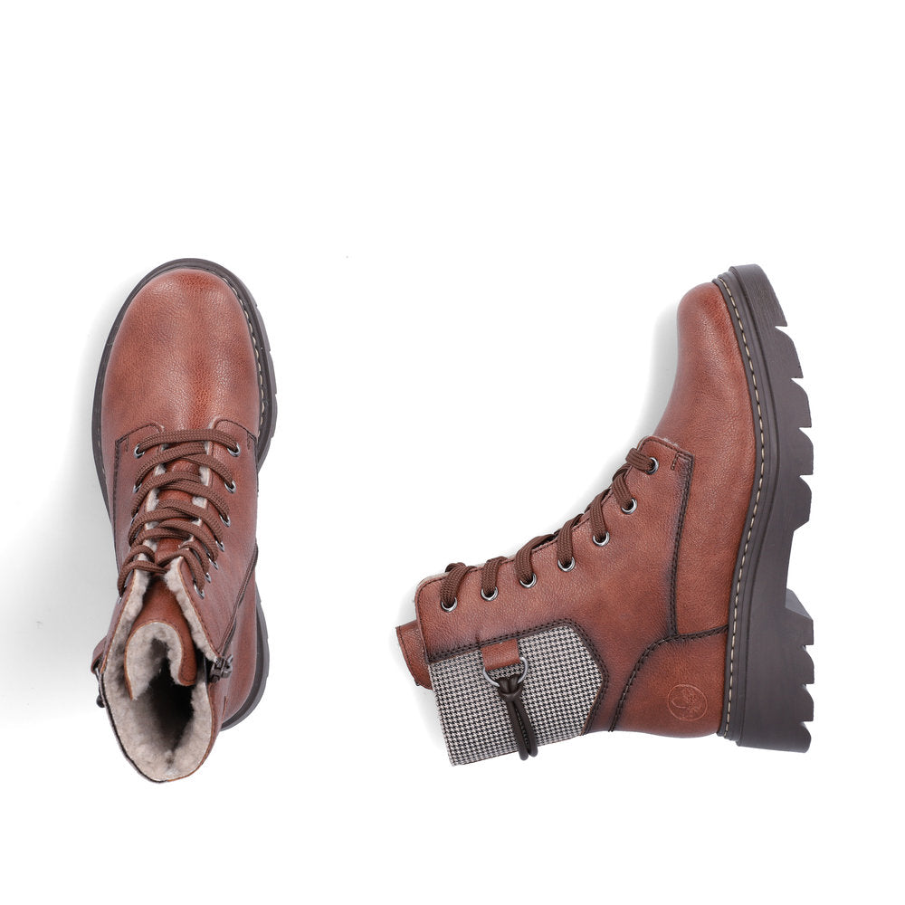 Rieker 76724-25 Brown, Stone & Black Combi Boots