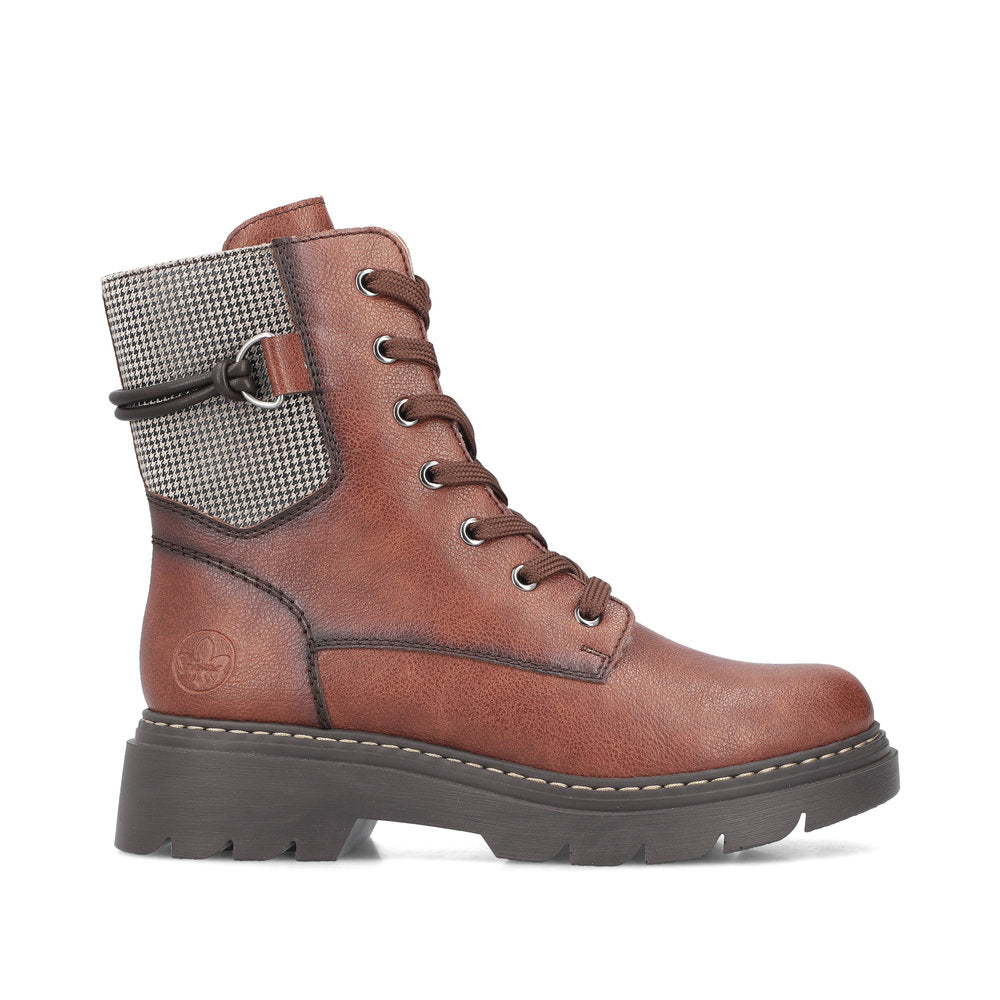 Rieker 76724-25 Brown, Stone & Black Combi Boots