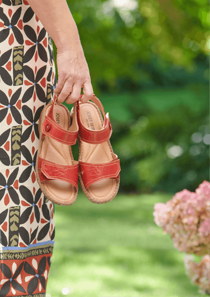 Josef Seibel 76758 88 400 Debra 58 Red Velcro Sandals with Slingback Strap