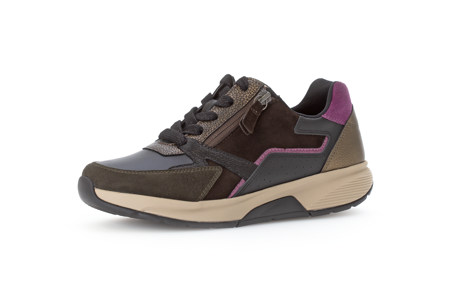 Gabor Rollingsoft 76.878.63 Black, Brown & Berry Combi Sneakers