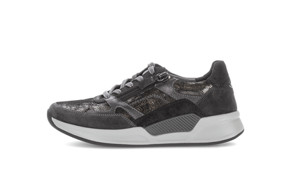 Gabor Rollingsoft 76.958.61 Black, Silver & Dark Grey Combi Sneakers